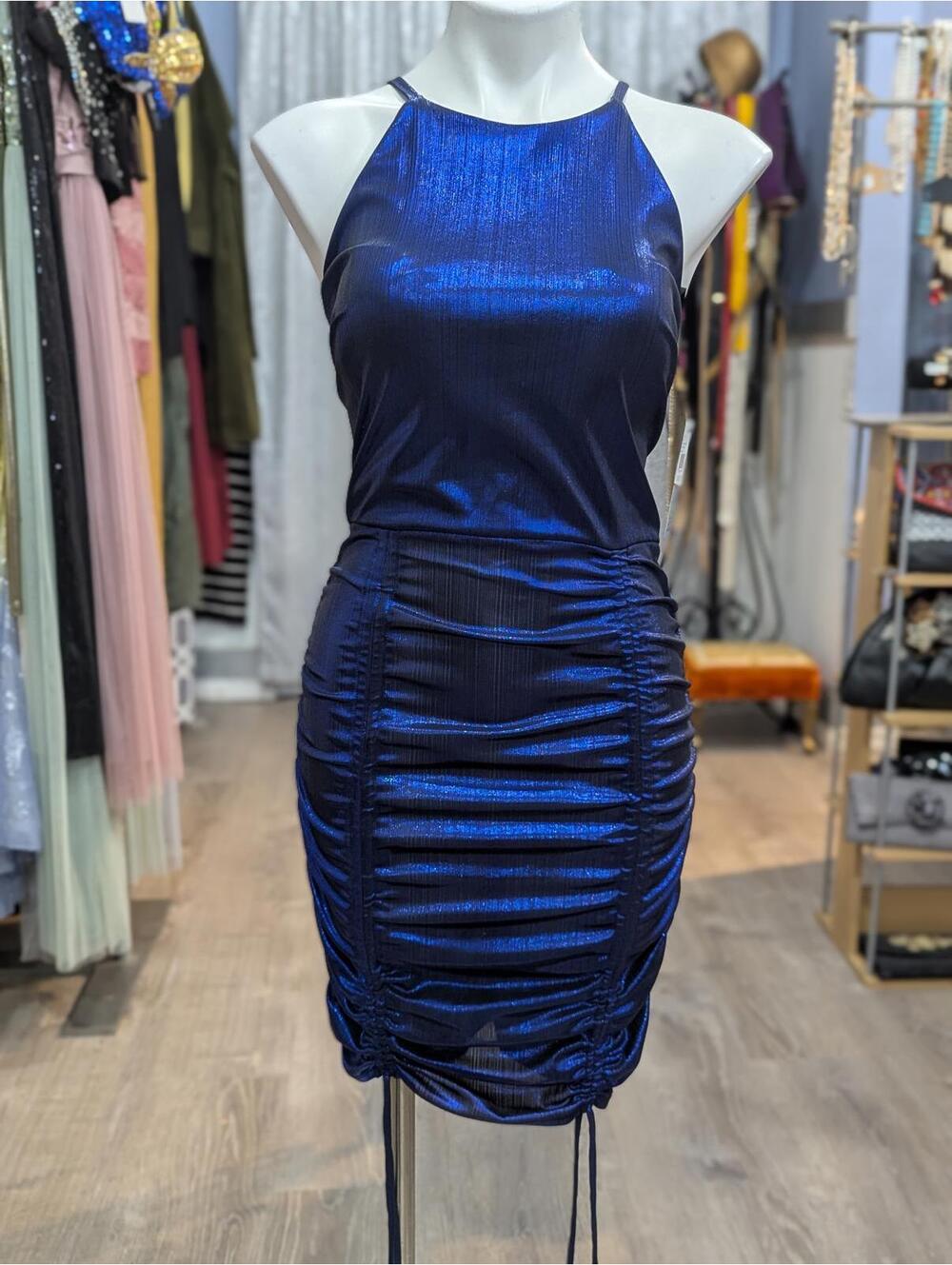 Ruched Metallic Halter Dress Junior sz. 15